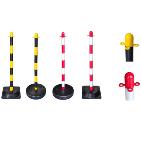 Poteau en PVC jaune noir, 900xØ30mm. Ajouter une base