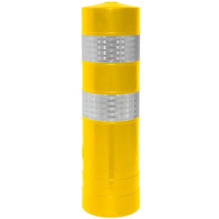 Poteau H-75 fixe jaune avec bandes réfléchissantes de niveau 2
