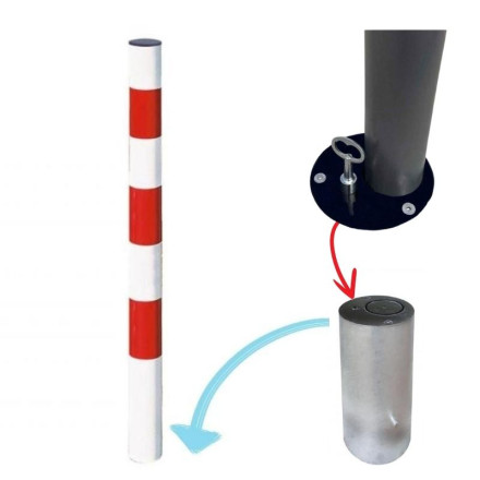 Pilar vermelho branco removível com bloqueio automático, Ø76mm.
