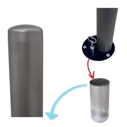Removable bollard painted with automatic locking 1000xØ76mm