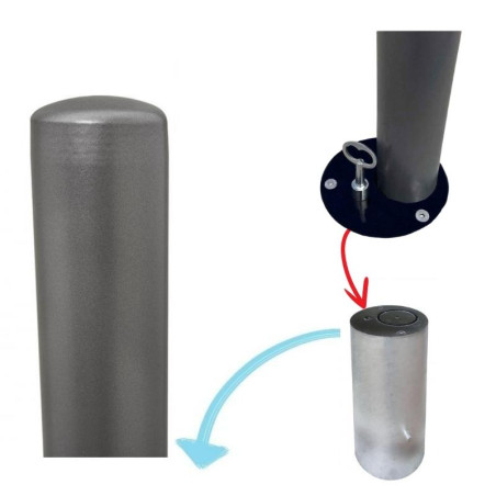Removable bollard painted with automatic locking 1000xØ76mm