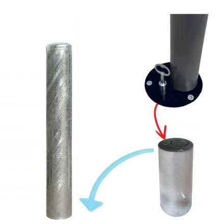 Galvanized removable bollard with automatic locking 1000xØ76mm