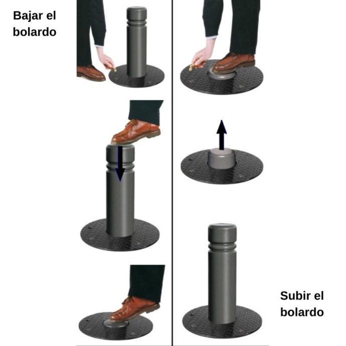 Bolardo retráctil semi-automático, 680xØ160mm