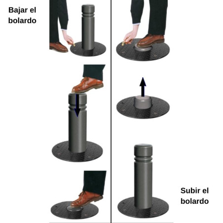 Semi-automatic retractable bollard, 680xØ160mm