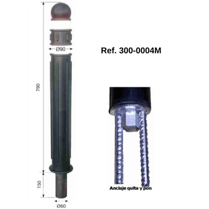 Borne en caoutchouc et acier 790xØ90mm