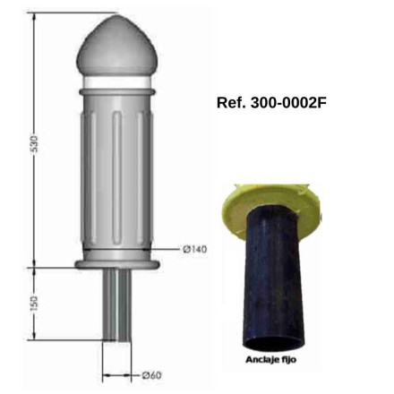 Rubber and steel bollard 530xØ140mm