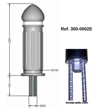 Borne en caoutchouc et acier 530xØ140mm
