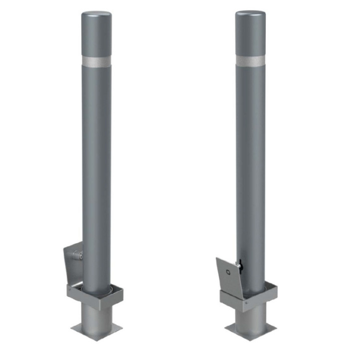 Removable metal bollard WITH base, 1000xØ90mm