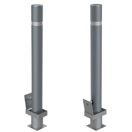 Removable metal bollard WITH base, 1000xØ90mm