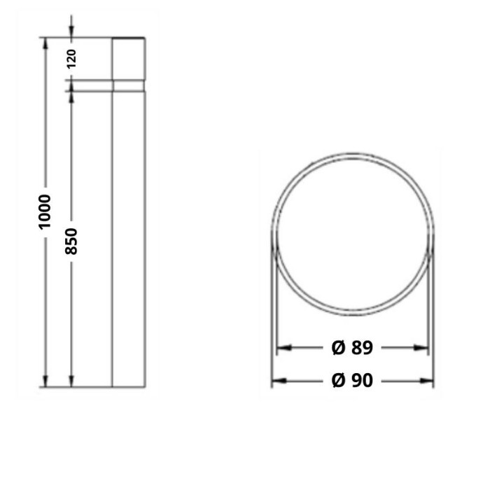 Metallic painted bollard, 1000xØ90mm