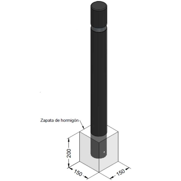 Metallic painted bollard, 1000xØ90mm