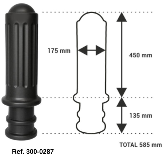 Fixed polyethylene bollard, 450xØ175mm