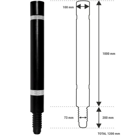 Pilier noir ou anthracite fixe flexible, 1000xØ100mm