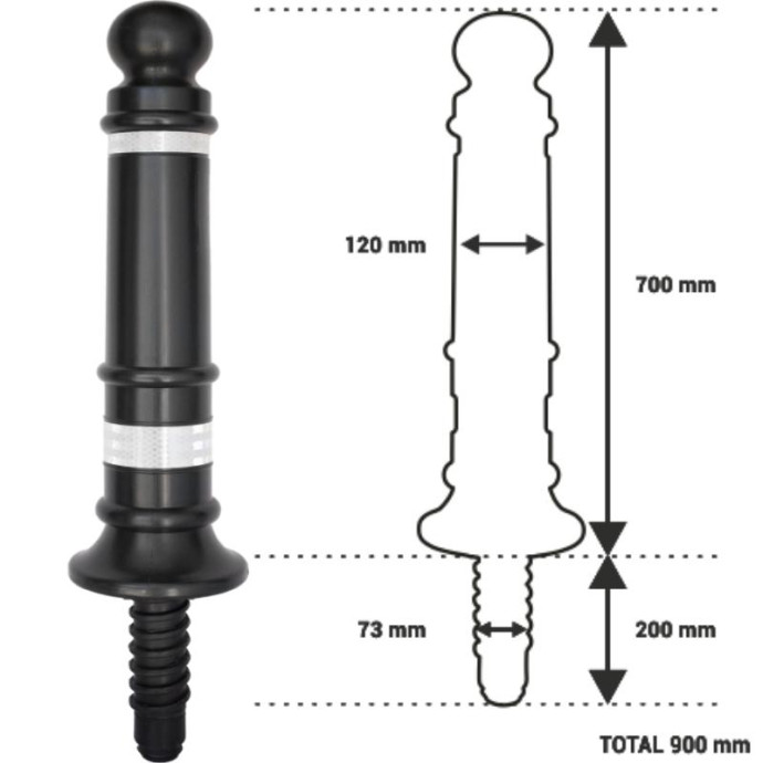 Fixed flexible polyethylene bollard, 700xØ120mm
