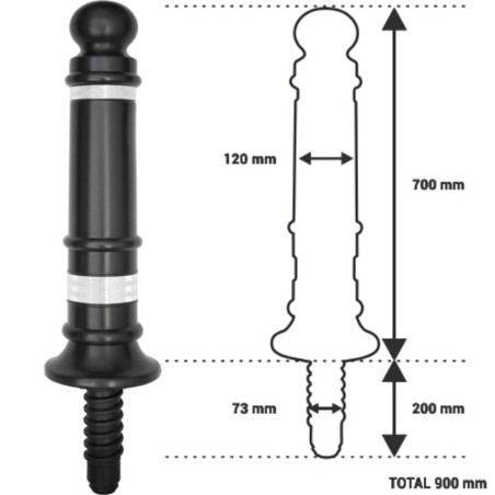 Fixed flexible polyethylene bollard, 700xØ120mm