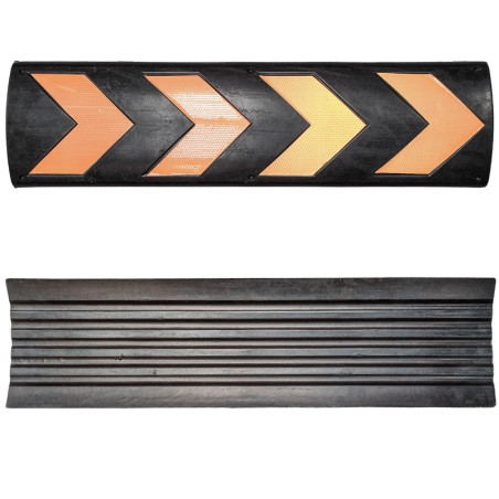 Rubber garage wall protector with reflective arrows, 800x215x10mm.