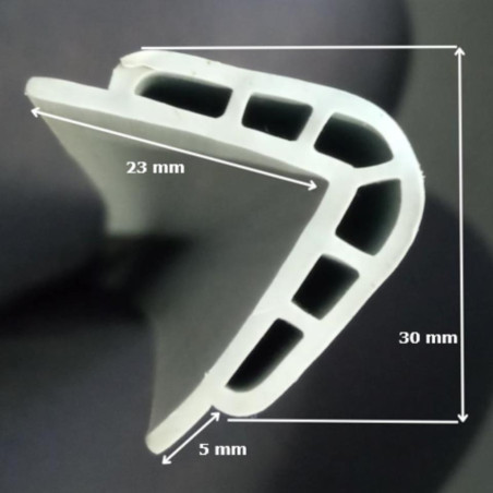 Canto reforçado de TPE-PVC 1000x23+23 mm