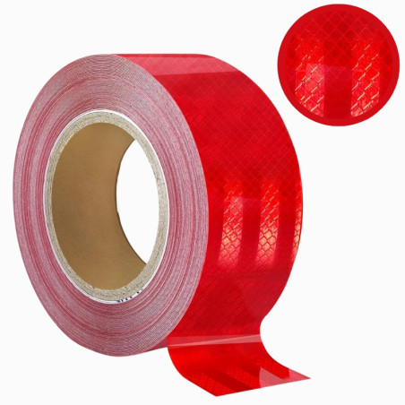 Reflective Red adhesive tape. Roll of 5000 mm long x 50 mm wide.