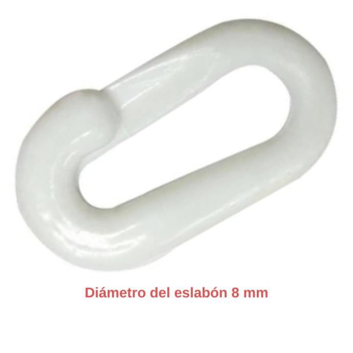 Connecteur de chaîne blanc pour chaîne avec maillon de 8 mm de diamètre.