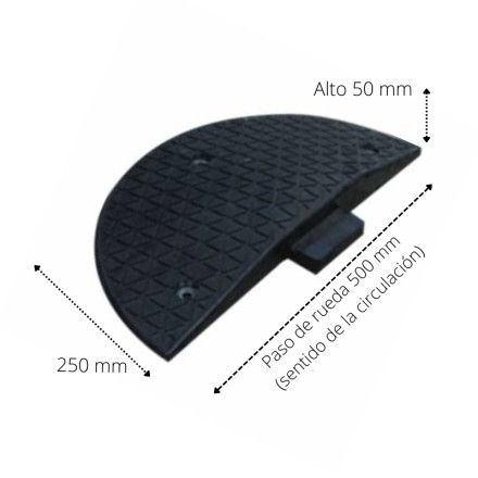 Rubber male side road hump. 250x500x50mm