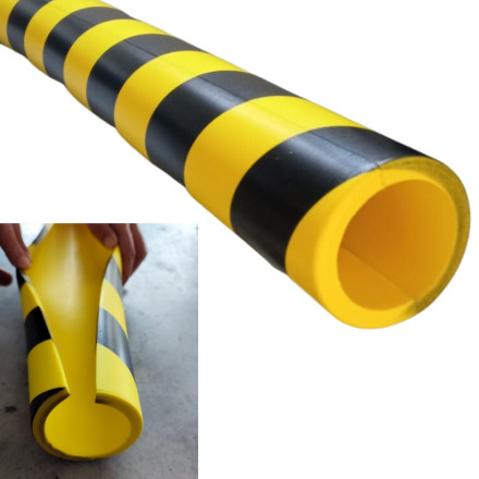 Proteção tubular amarela/preta de poliuretano. Comprimento 1000 x Ø exterior 66 mm. Ø interior 50 mm.