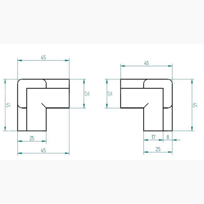 Angolo a 3 direzioni nero tipo "E"