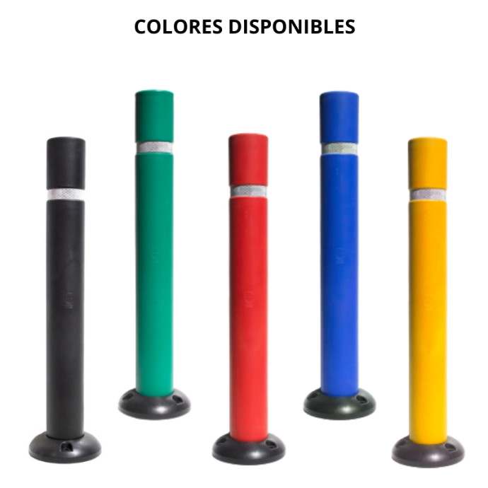 Flexible polyethylene bollard with base, 810xØ100mm