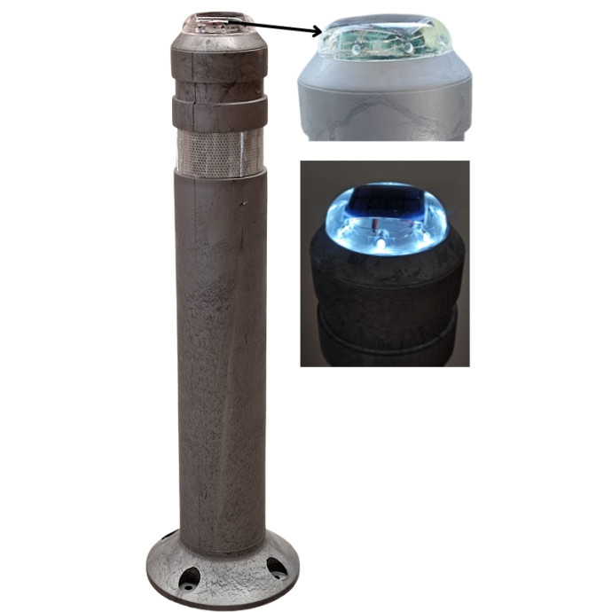 Bolardo flexible 90º con cabezal con luz LED solar. Diferentes medidas y colores