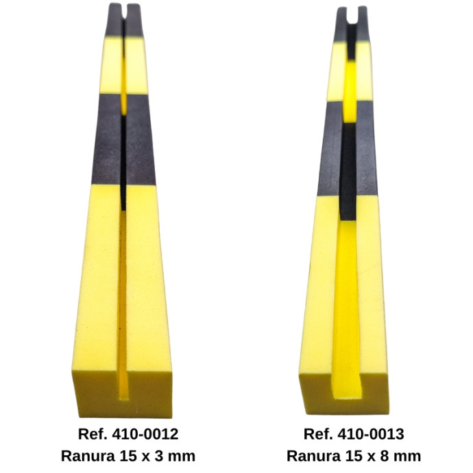 Protecteur de câble jaune noir en mousse avec une fente de 15x8mm.