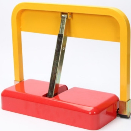 Barrier guards automatic parking space with remote control.
