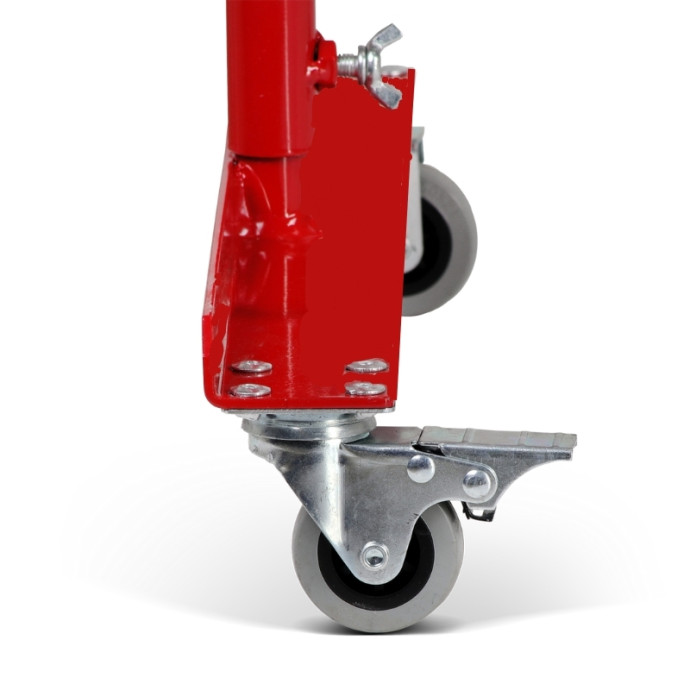 Barrière extensible en acier avec roues. Pour fixer au mur, étagères, etc. Blanche/rouge