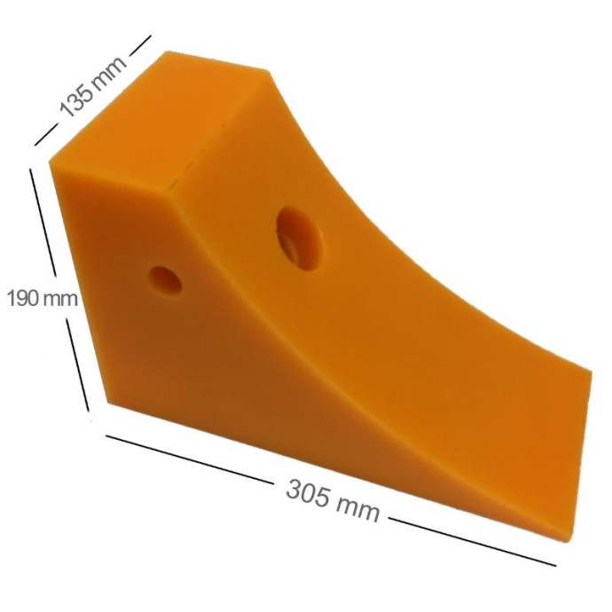 Calzo para rueda de camión, cuña de poliuretano, 305x135x altura 190 mm
