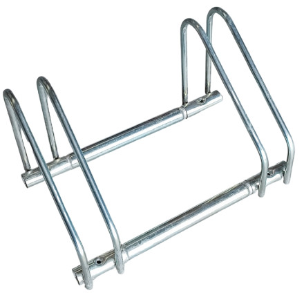 Galvanized bicycle rack with 2 spaces. 58x33x36 cm.