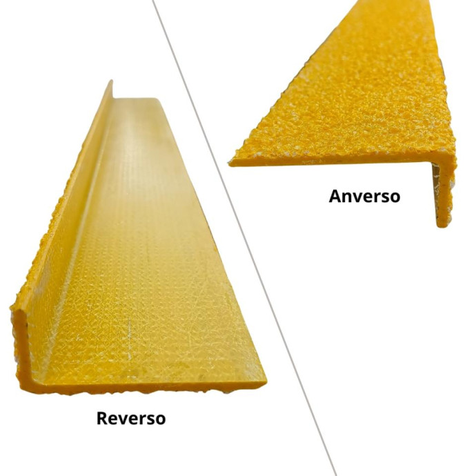 Non-slip profile for stairs with HEAVY TRAFFIC. Color: Yellow. 600 x 70 x 30 mm