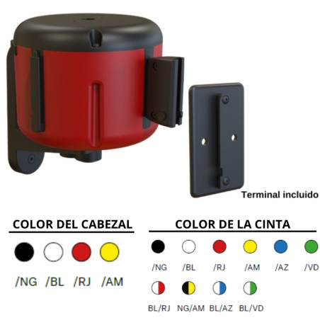 Ruban extensible de 10 mètres avec boîtier en plastique. Disponible en plusieurs couleurs.