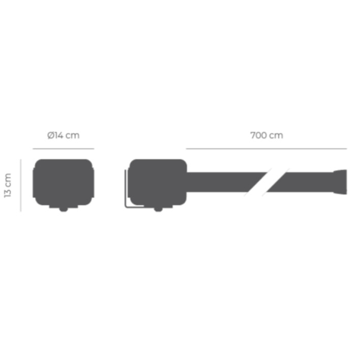 Ruban extensible lisse en textile de polyester de 7 mètres pour visser, avec boîtier en plastique et support pour son installati