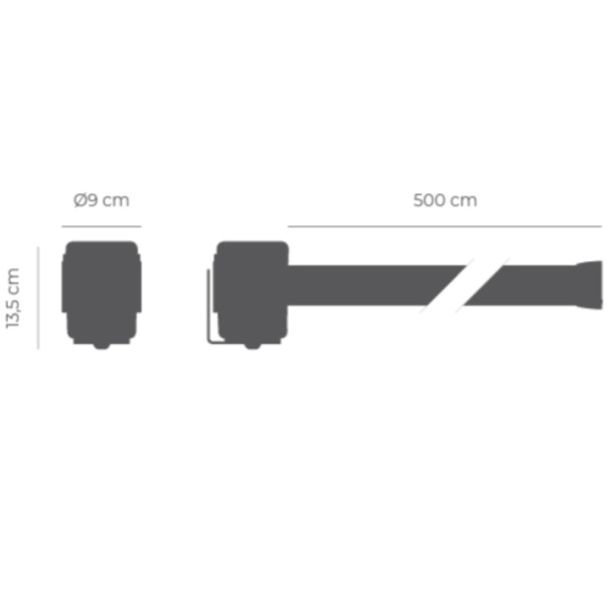 5-meter retractable measuring tape with a plastic case. Available in various colors.