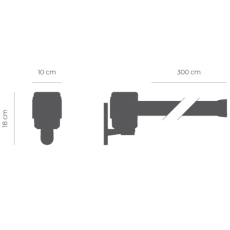 Ruban extensible rayé de 3 mètres avec boîtier en plastique. Disponible en plusieurs couleurs.