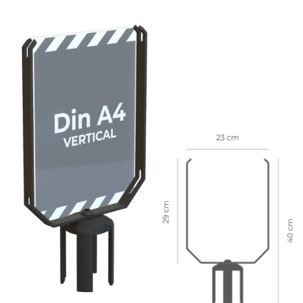 Suportes de cartazes para postes de Ø70 mm. Disponível em A3 e A4 horizontal ou vertical.