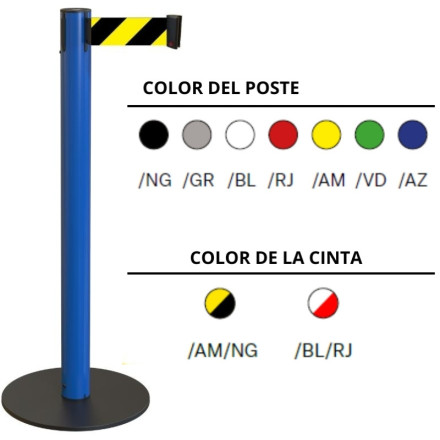 Poste e base metálicos econômicos com fita listrada de 3 metros na cor listrada.