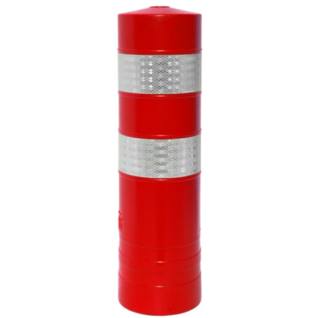 Poteau H-75 fixe rouge avec bandes réfléchissantes de niveau 2