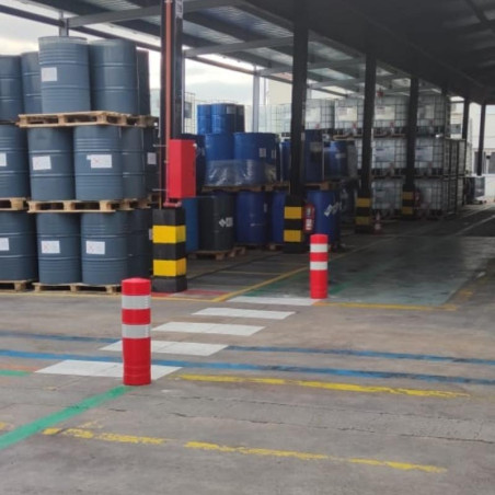 Poteau H-75 fixe rouge avec bandes réfléchissantes de niveau 2