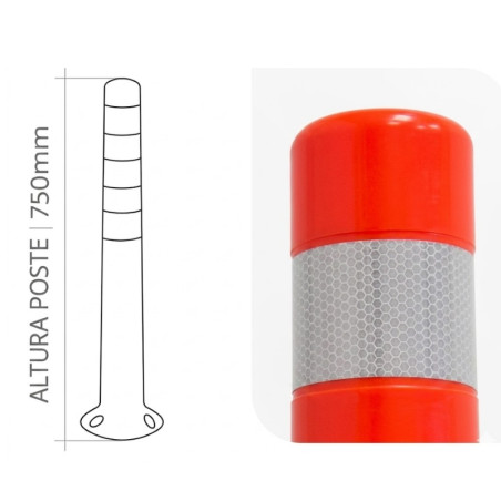 Poteau orange flexible à visser, 750 x Ø80
