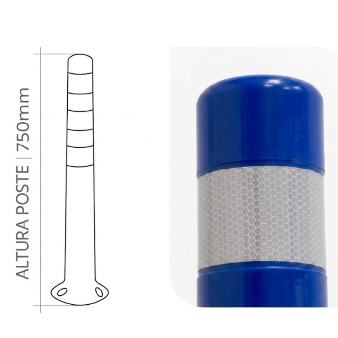 Poste azul flexível para aparafusar, 750xØ80