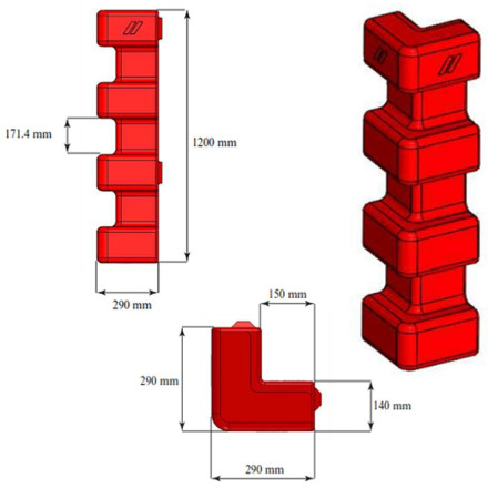Protector de esquinas y columnas Rojo, alto 1200 x lados 290x290