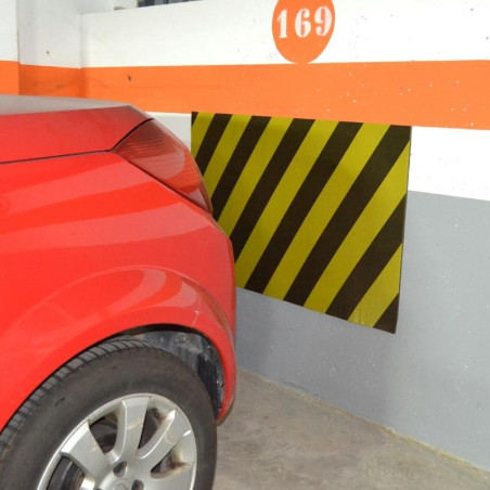 Protective plate for garage wall and column, yellow/black 1000x660x10 mm