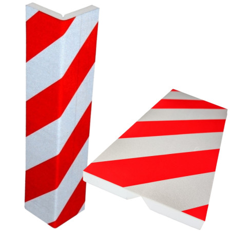 Protecteur d'angles pour colonnes, rouge/blanc 400x75+75x15 mm