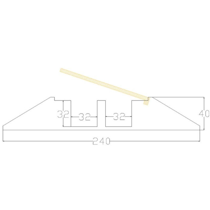 Cable duct with 2 channels, 970x240x40mm