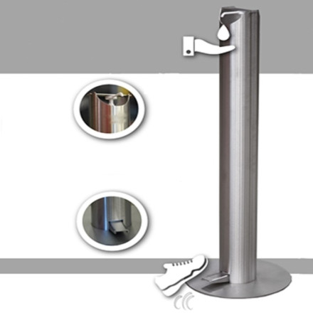 Dispensador inox con pedal para gel hidroalcohólico 