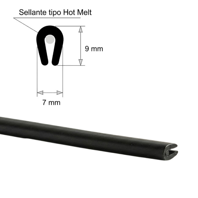 Metro de protección perfiles muy pequeños. Tira de 1 m. Negro